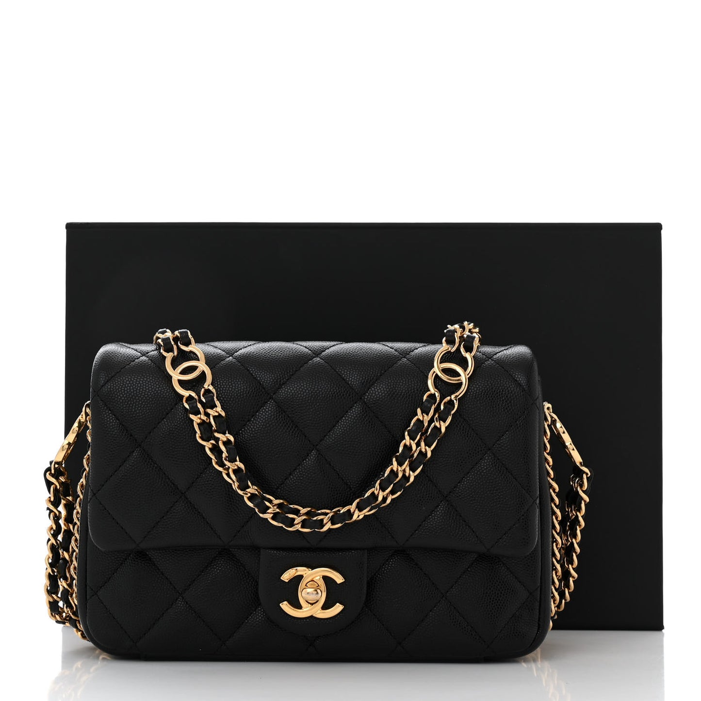 Caviar Quilted Mini CC You Flap Black