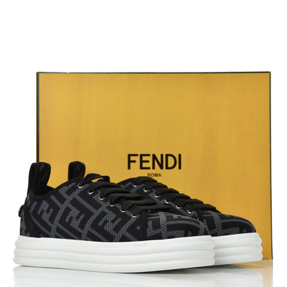 Fendi Fabric FF Micro-Perforated Rise Low Top Sneakers 37 Charcoal Black 9 of 9