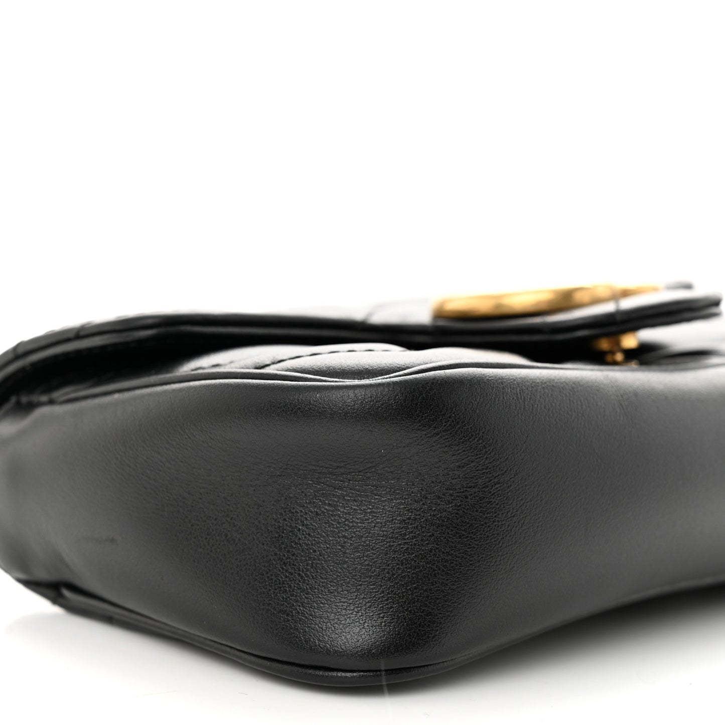Calfskin Matelasse Super Mini GG Marmont Shoulder Bag Black