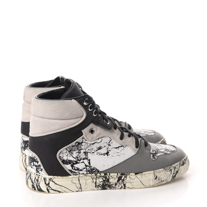 Balenciaga Calfskin Suede Rubber Marble Womens High Top Sneakers 36 Black 4 of 10