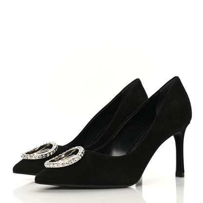 Louis Vuitton Suede Baby Goat Swarovski Crystal Madeleine Pumps 36 Black 3 of 8