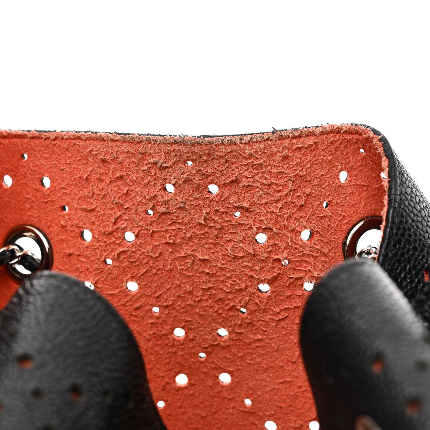 Caviar Perforated Drawstring CC Bag Black Orange