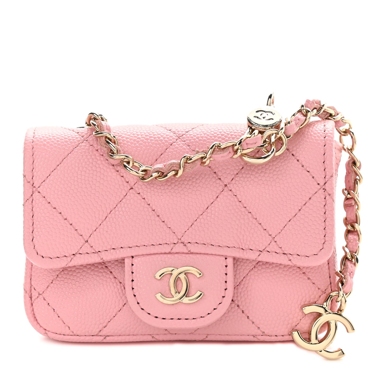 Caviar Quilted Mini Chain Belt Bag Light Pink