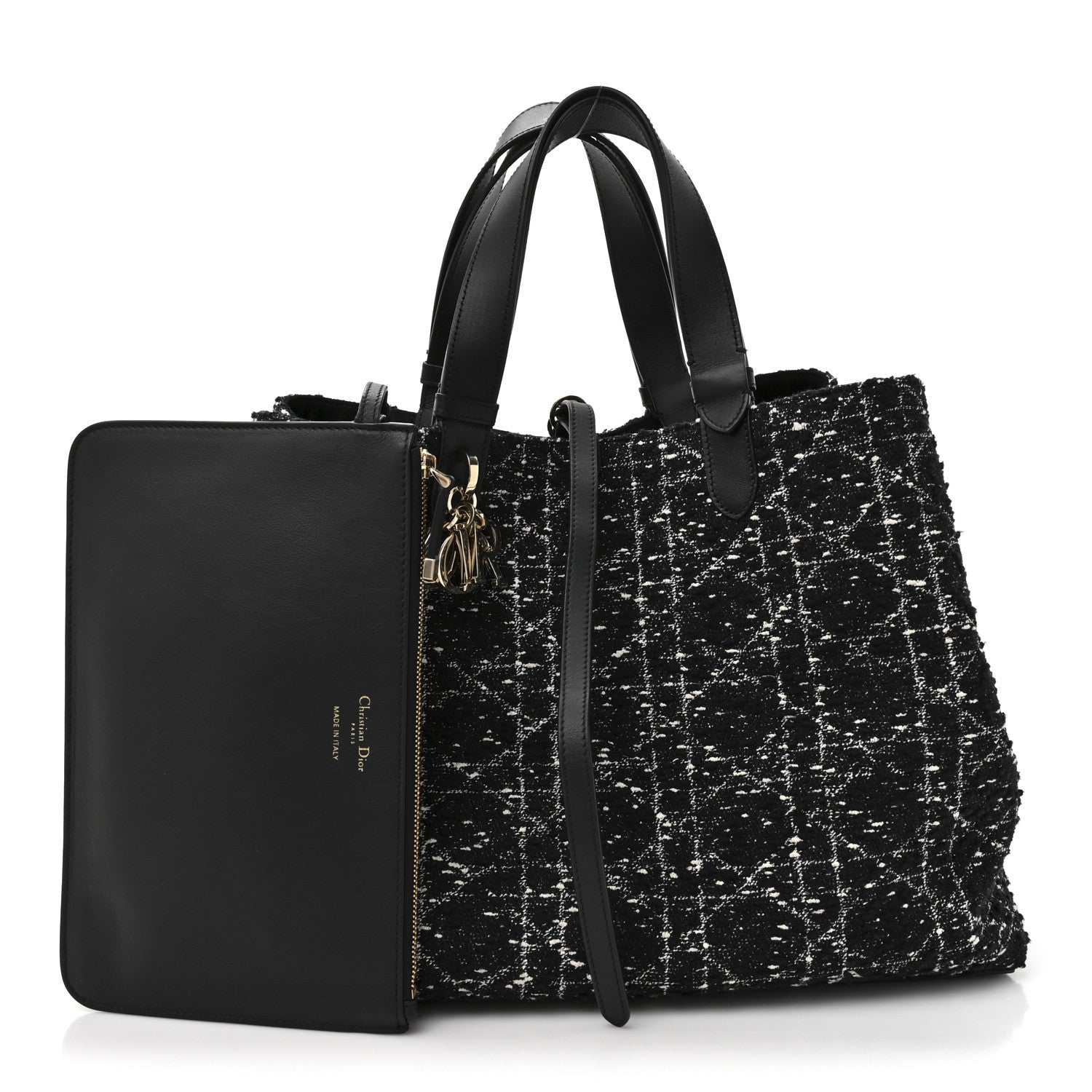 Christian Dior Tweed Cannage Large Toujours Black White 1826077