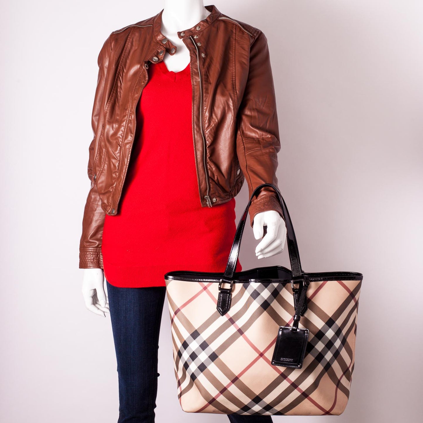 Patent Trim Nova Check Nickie Tote