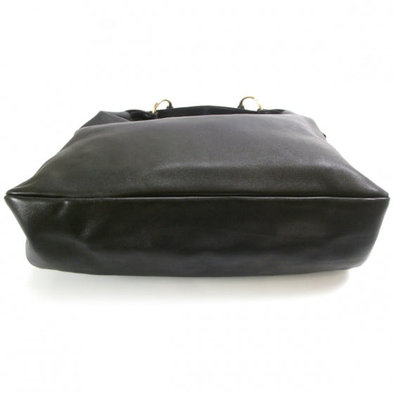 Leather Medium Horsebit Chain Hobo Black
