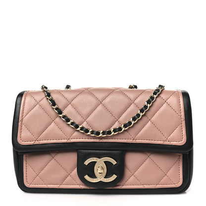 Chanel Lambskin Quilted Small Graphic Flap Beige Black 1 of 11
