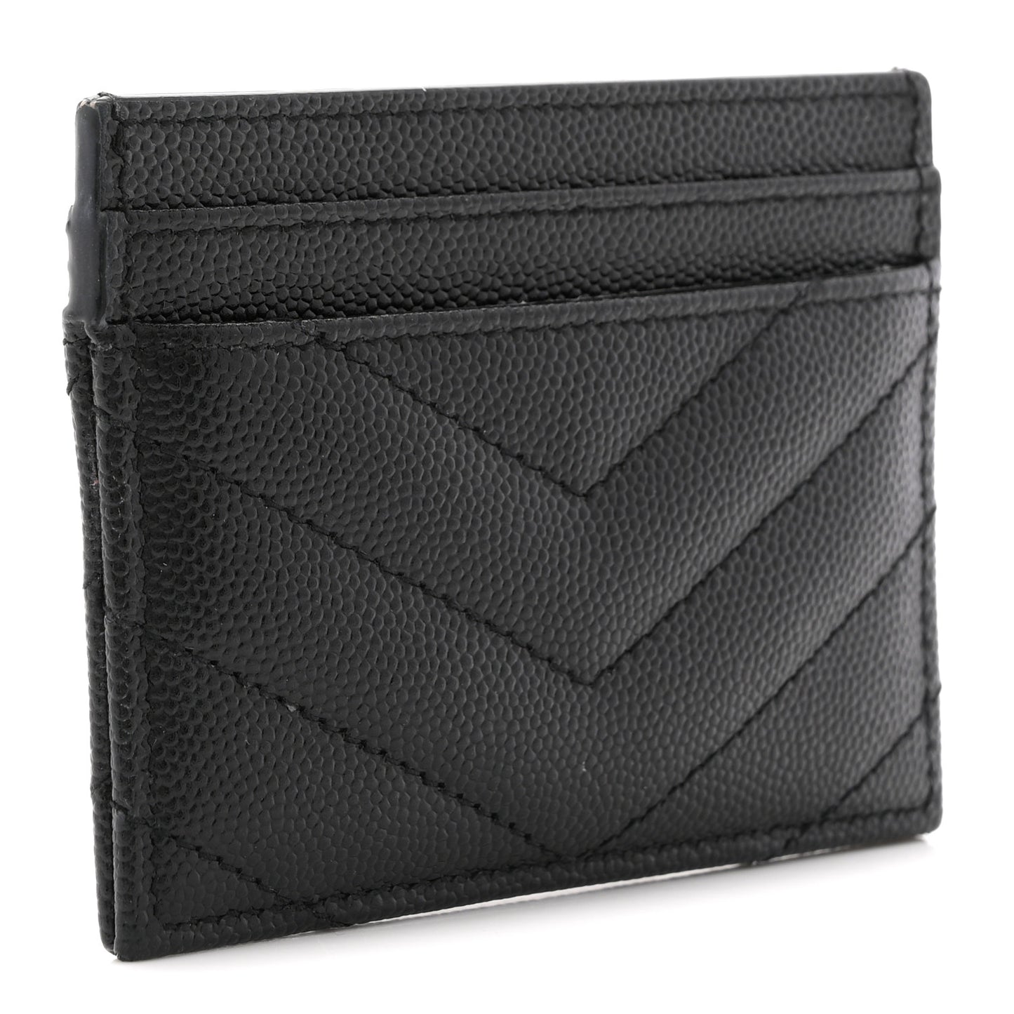 Grain De Poudre Matelasse Chevron Monogram Credit Card Case Black