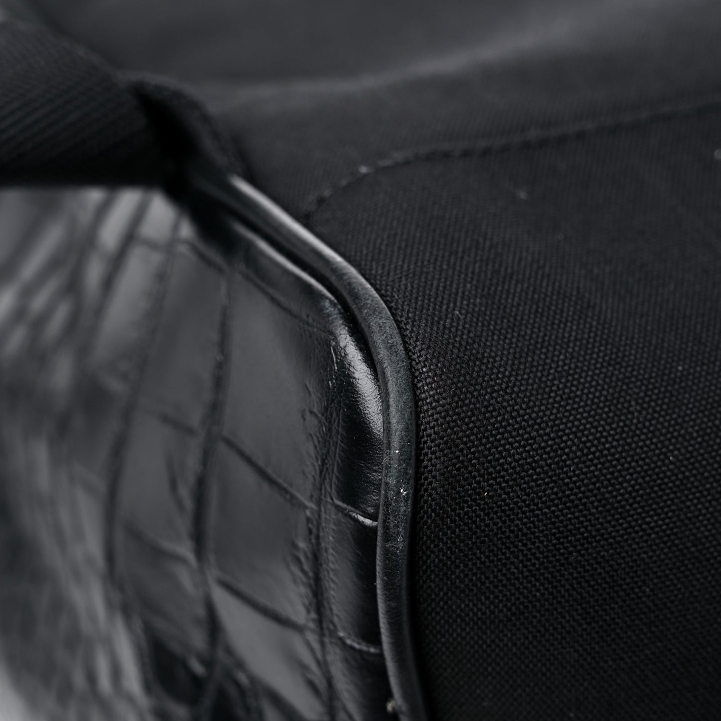 Calfskin Crocodile Embossed City Backpack Black