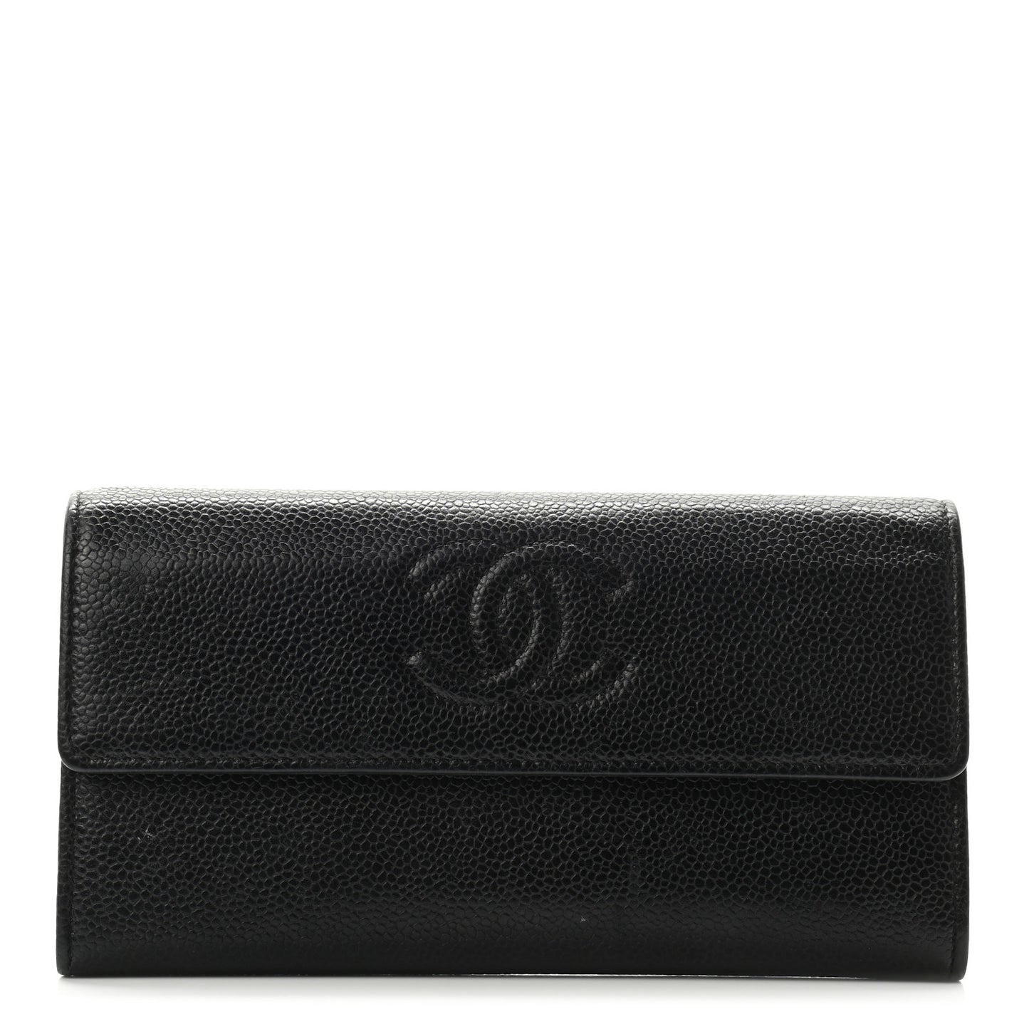 Caviar Timeless CC Large Gusset Flap Wallet Black