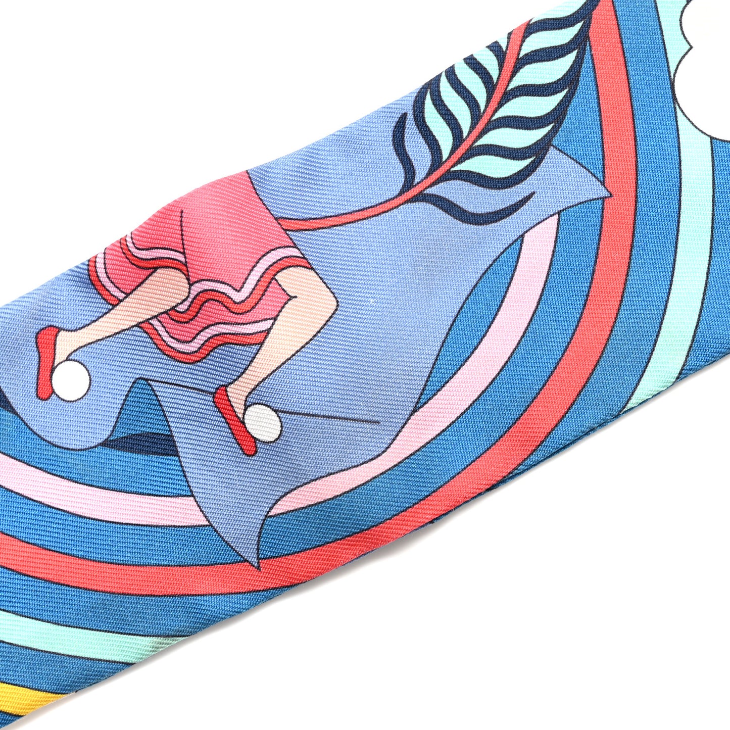 Silk Carres Volants Twilly Bleu Jaune Vif Multicolor