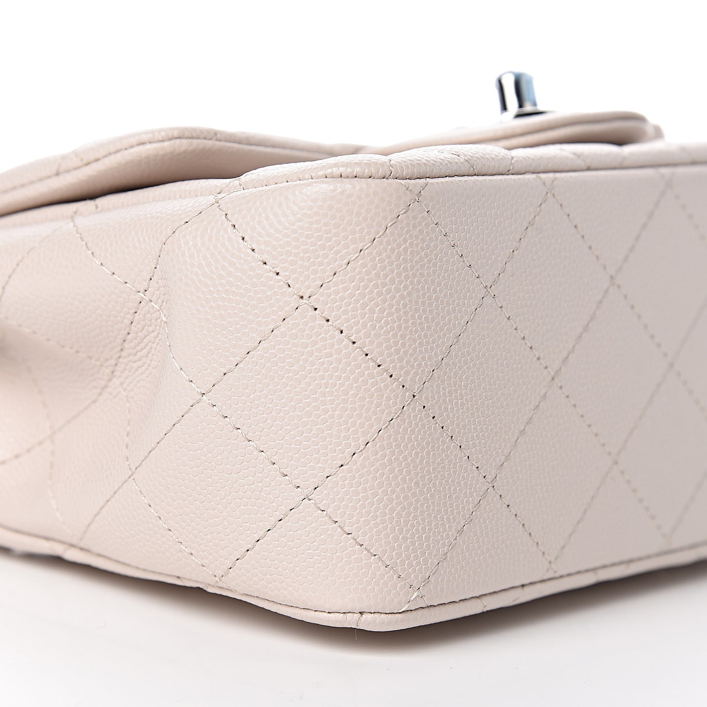 Caviar Quilted Mini Square Flap White