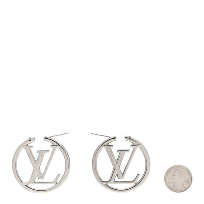Louis Vuitton Palladium Louise Hoop Earrings Silver 2 of 5