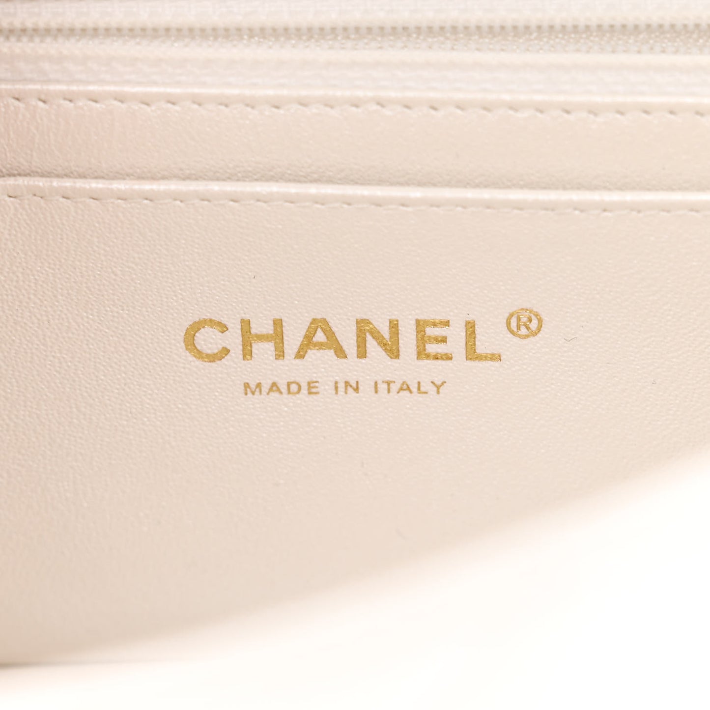 Iridescent Calfskin Quilted Mini Rectangular Flap White