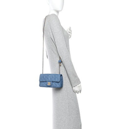 Chanel Denim Quilted Mini Pearl Crush Rectangular Flap Blue 2 of 10