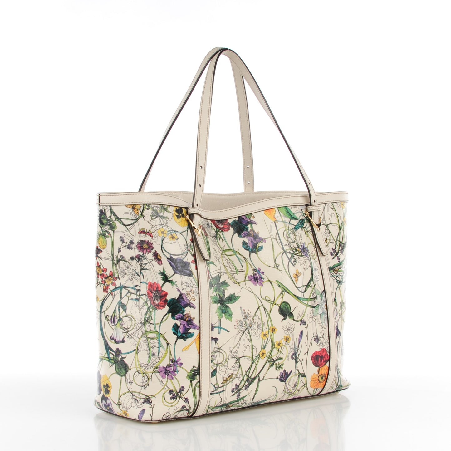 Calfskin Flora Infinity Medium Nice Tote Off White