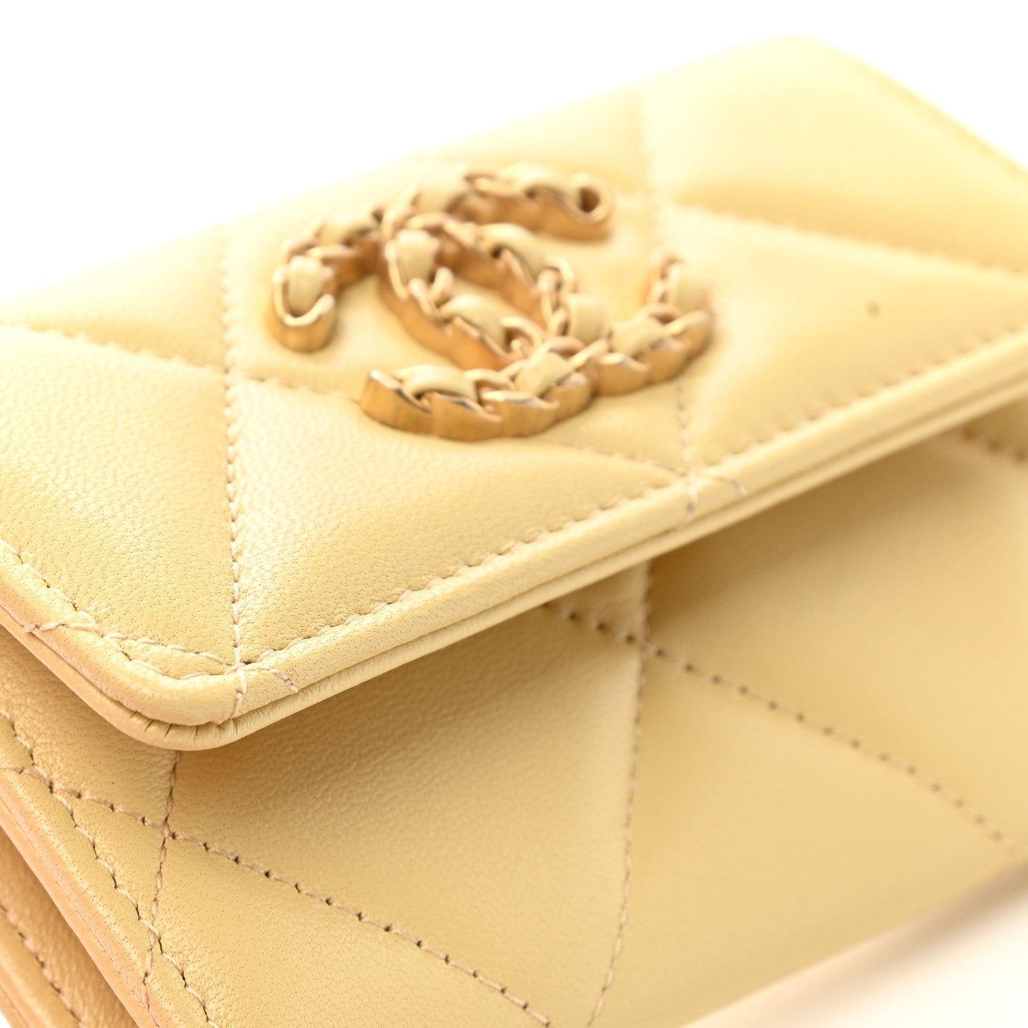 Chanel Lambskin Quilted Chanel 19 Flap Card Holder Yellow 9 of 10