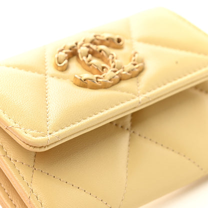 Chanel Lambskin Quilted Chanel 19 Flap Card Holder Yellow 9 of 10