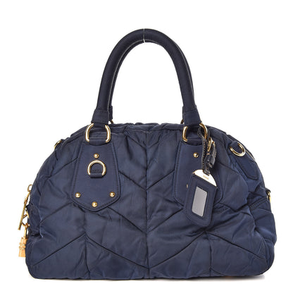 Prada Tessuto Nylon Chevron Quilted Small Dome Satchel Blue 1 of 9