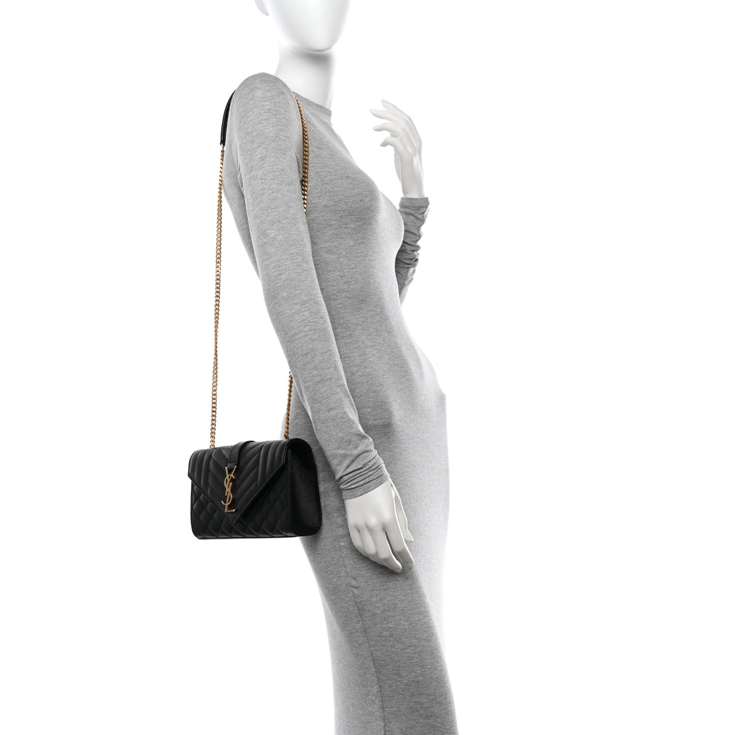 Grain De Poudre Textured Mixed Matelasse Triquilt Small Monogram Satchel Black