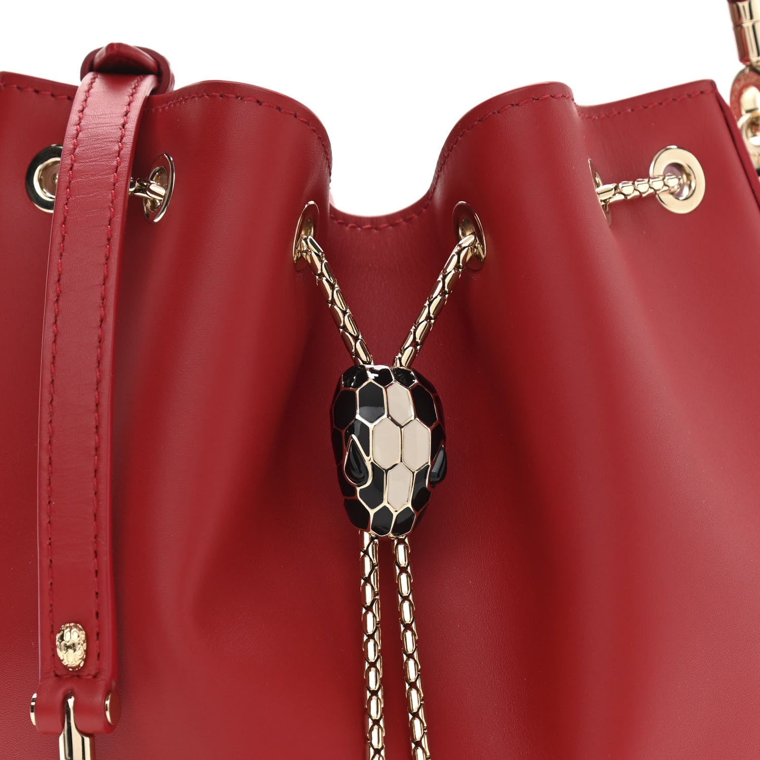 Bulgari Calfskin Serpenti Forever Bucket Bag Red 9 of 11