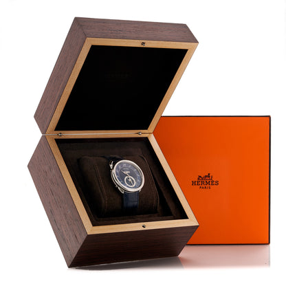 Hermes Stainless Steel Alligator 43mm Arceau Grande Lune Automatic Watch Bleu Abysse 5 of 5