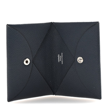 Hermes Epsom Calvi Card Case Bleu Nuit 5 of 8