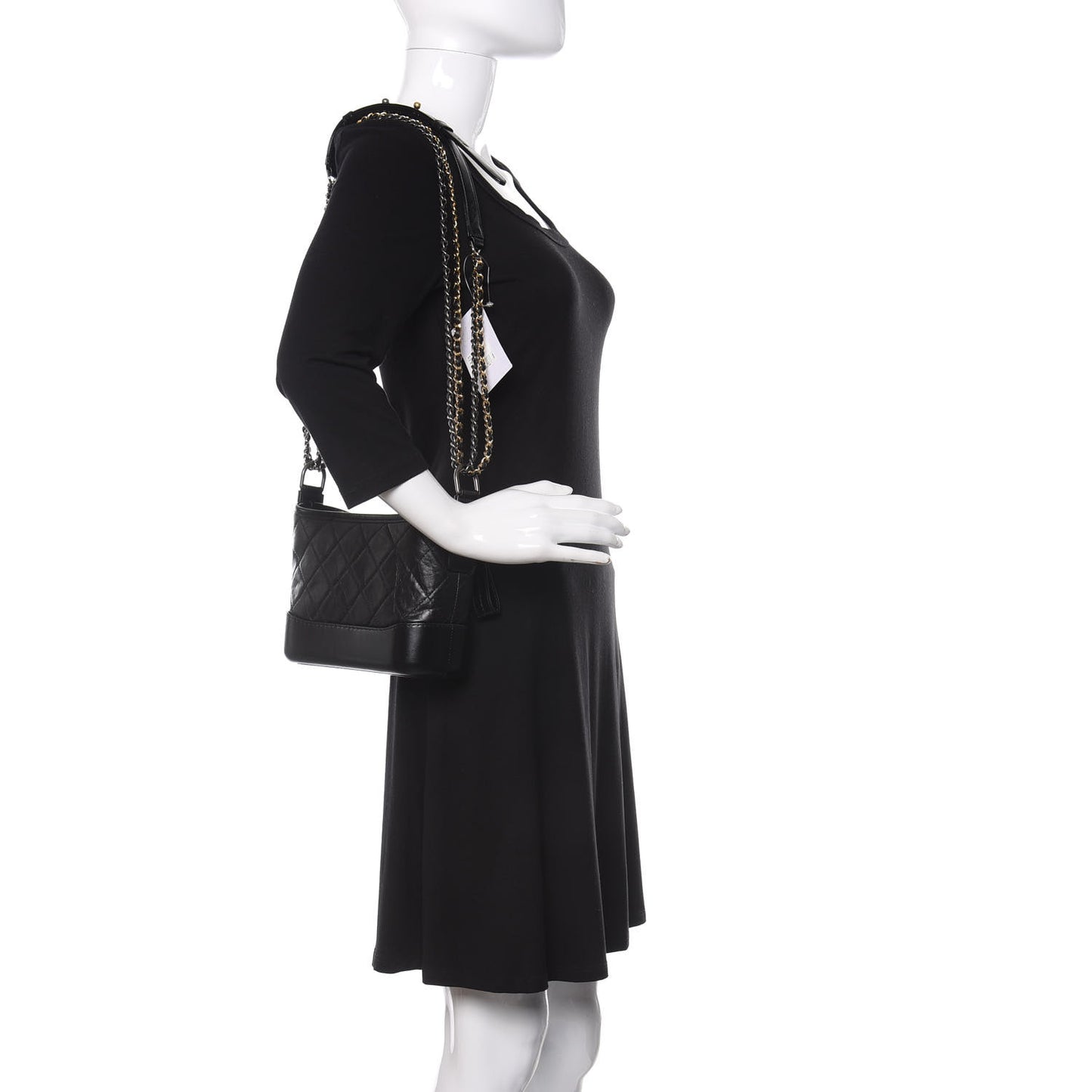 Aged Calfskin Quilted Small Gabrielle Hobo Black