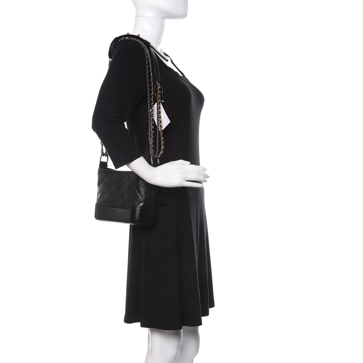 Chanel Aged Calfskin Quilted Small Gabrielle Hobo Black 2 of 11