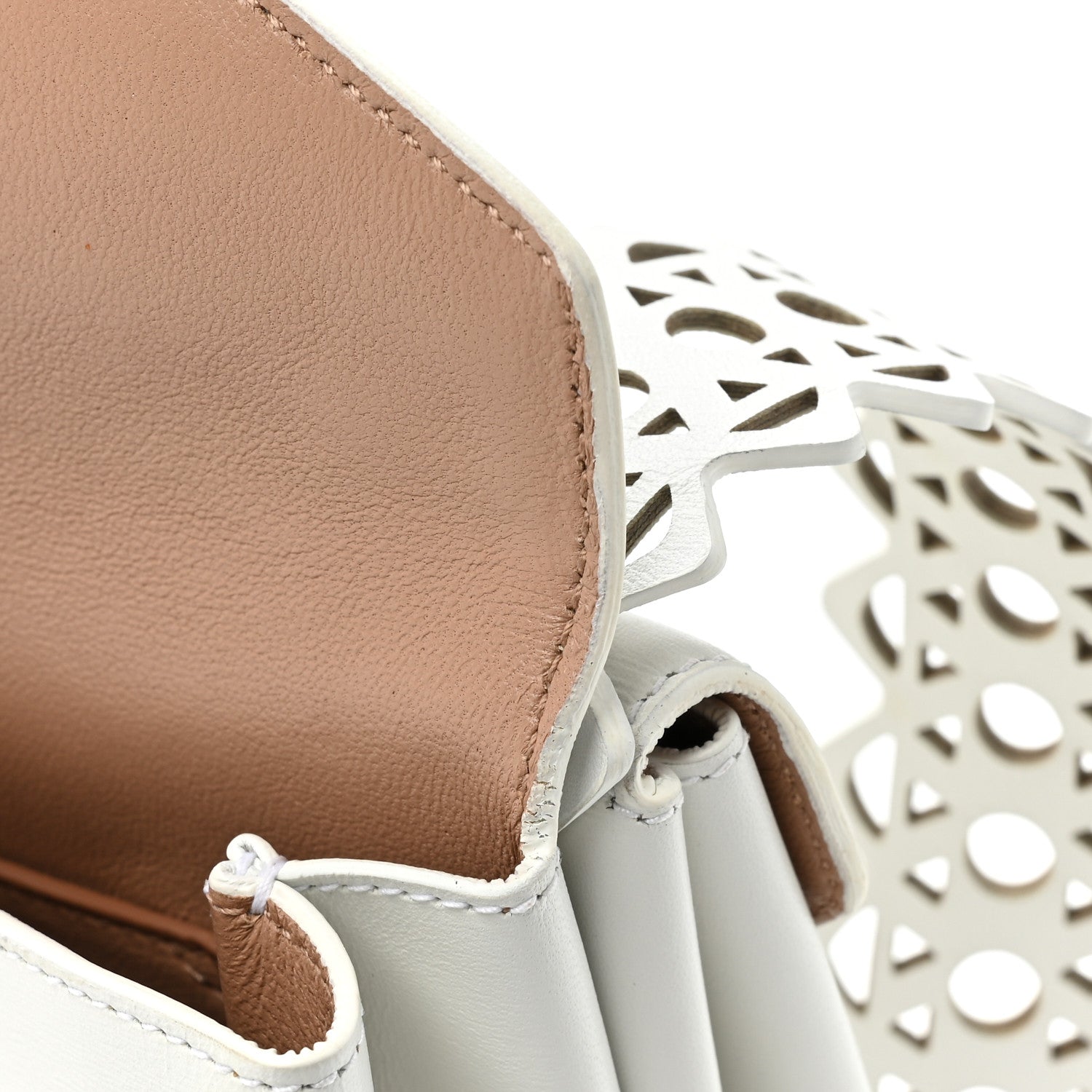 Alaia Calfskin Laser Cut Oum Double Envelope Clutch Crossbody White 20 of 21
