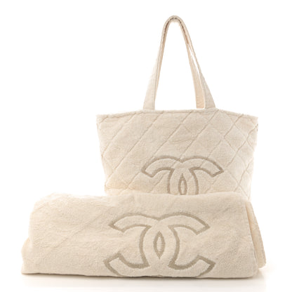 Chanel Terry Cotton CC Beach Tote Towel Set Ivory 3 of 11