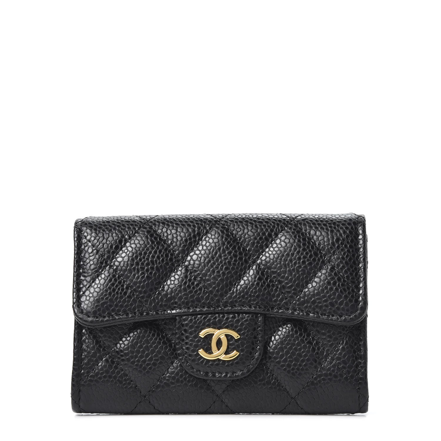 Chanel Caviar Quilted Flap Card Holder Wallet Black 1 of 9