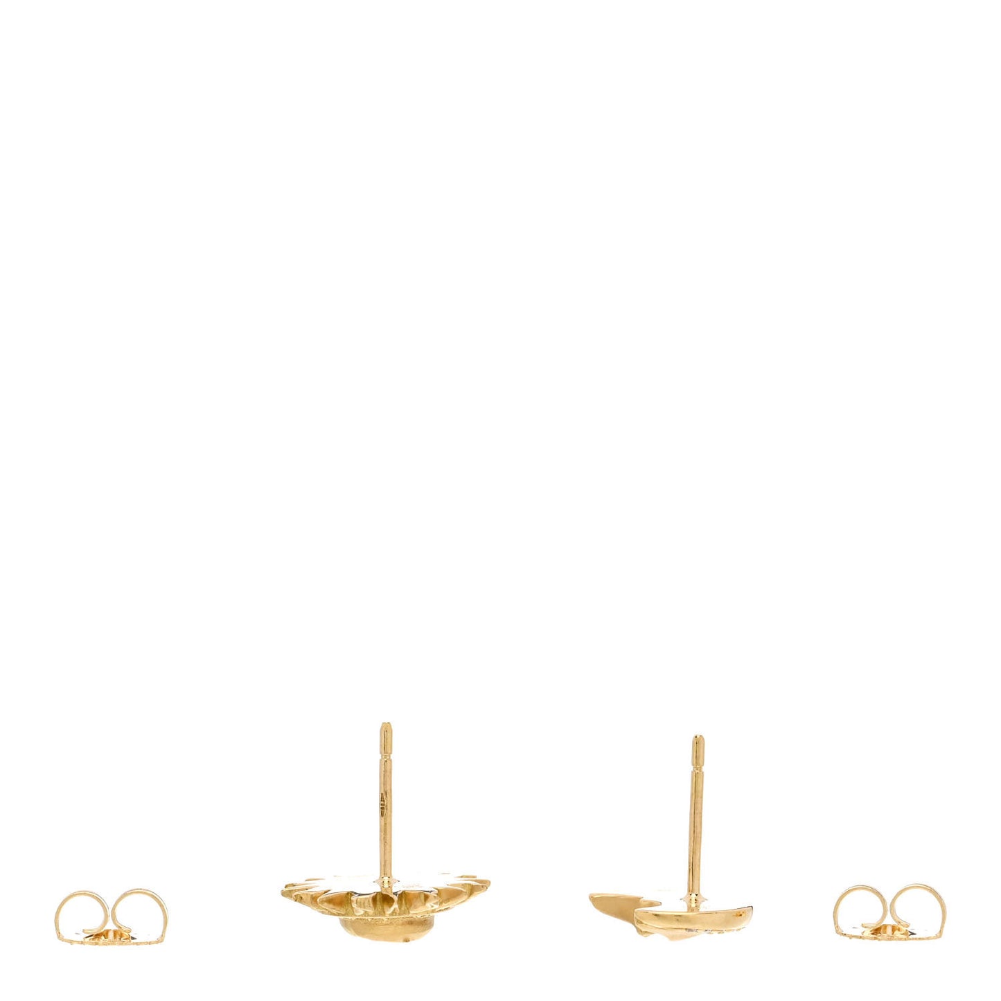 18K Yellow Gold Diamond Sole Luna Post Earrings