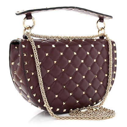 Valentino Garavani Nappa Medium Rockstud Spike Halfmoon Saddle Bag Rubin 3 of 9