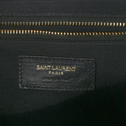 Saint Laurent Grain De Poudre Textured Mixed Matelasse Large Triquilt Monogram Satchel Black 6 of 8