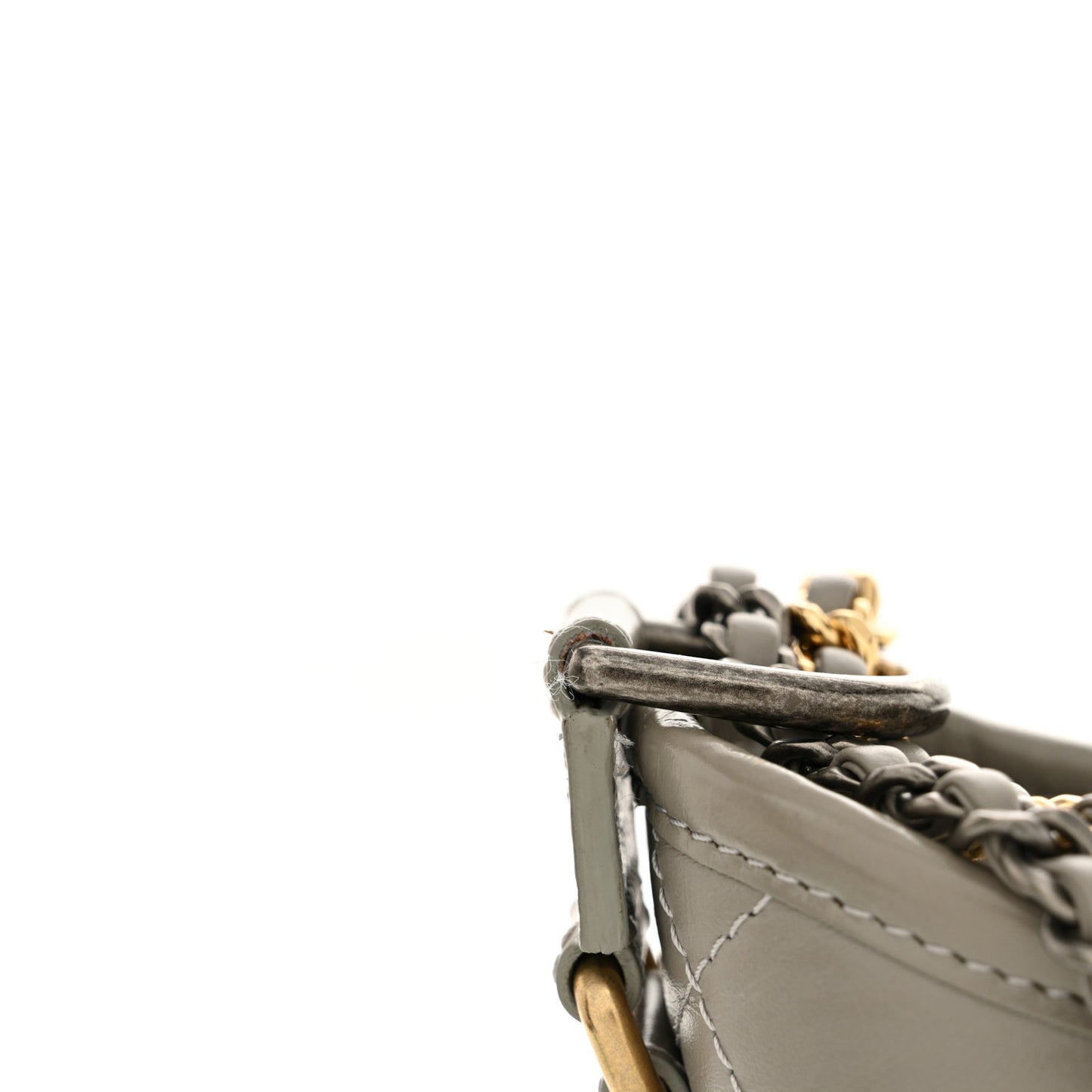 Aged Calfskin Quilted Small Gabrielle Hobo Grey