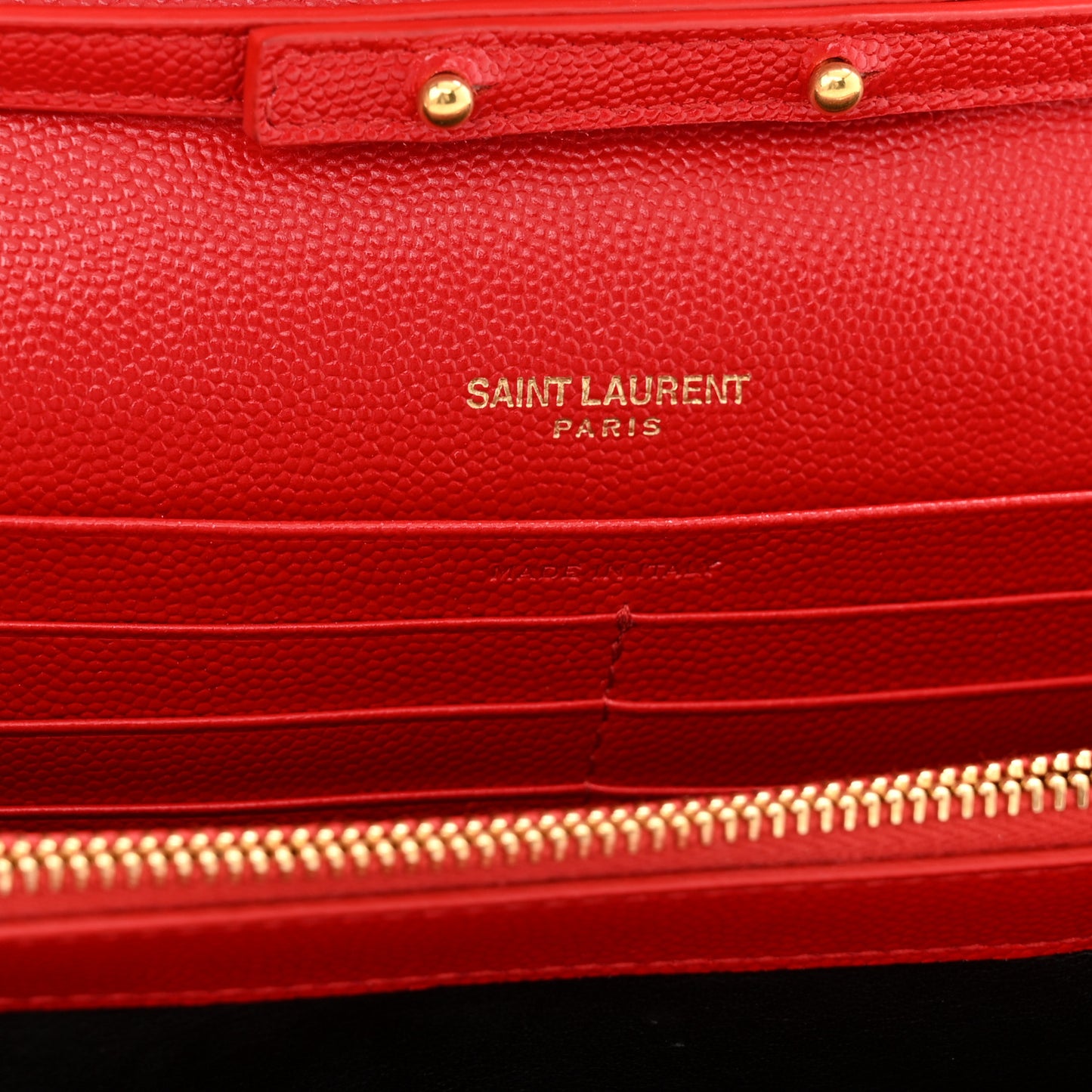 Grain De Poudre Matelasse Chevron Monogram Chain Wallet Red