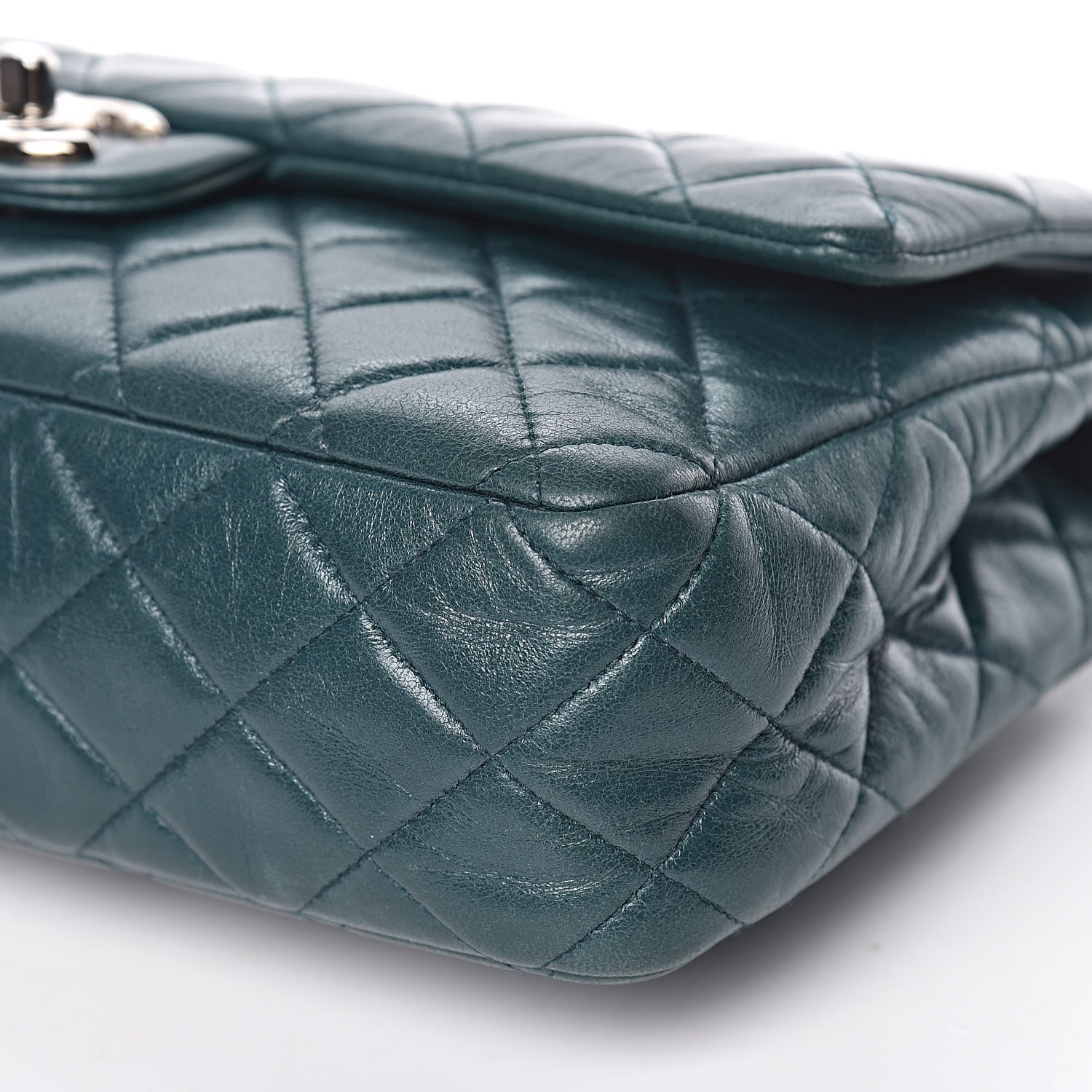 Chanel Lambskin Quilted Medium Double Flap Dark Green 14 of 16