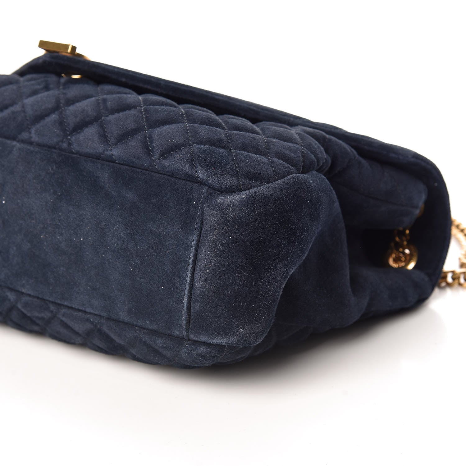 Saint Laurent Suede Mixed Matelasse Triquilt Large Monogram Envelope Satchel Navy Blue 6 of 9