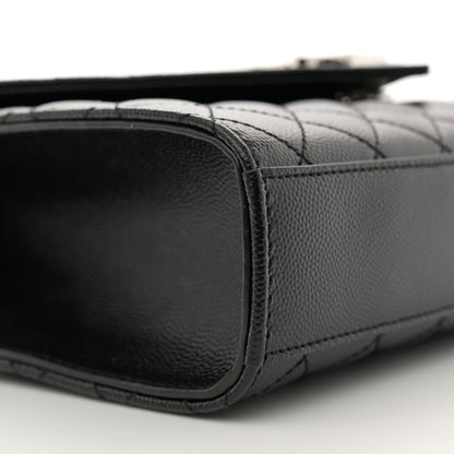 Saint Laurent Grain De Poudre Textured Mixed Matelasse Triquilt Medium Monogram Satchel Black 9 of 10