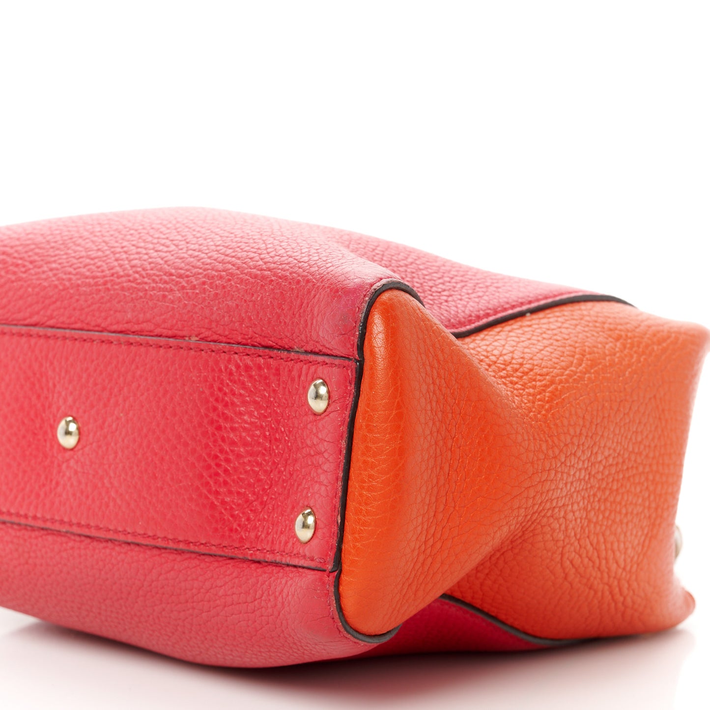 Calfskin Mini Bamboo Shopper Tote Fuchsia Orange
