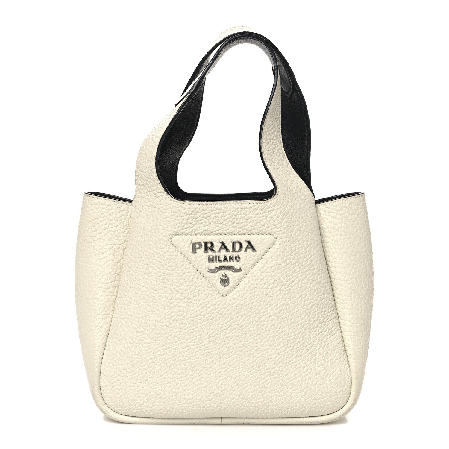 Prada Vitello Daino Soft Mini Dynamique Tote Talco Black 1 of 9