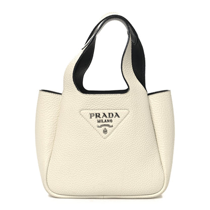 Prada Vitello Daino Soft Mini Dynamique Tote Talco Black 1 of 9
