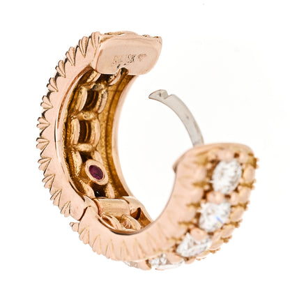 Roberto Coin 18K Rose Gold Diamond Sienna Hoop Earrings 4 of 4