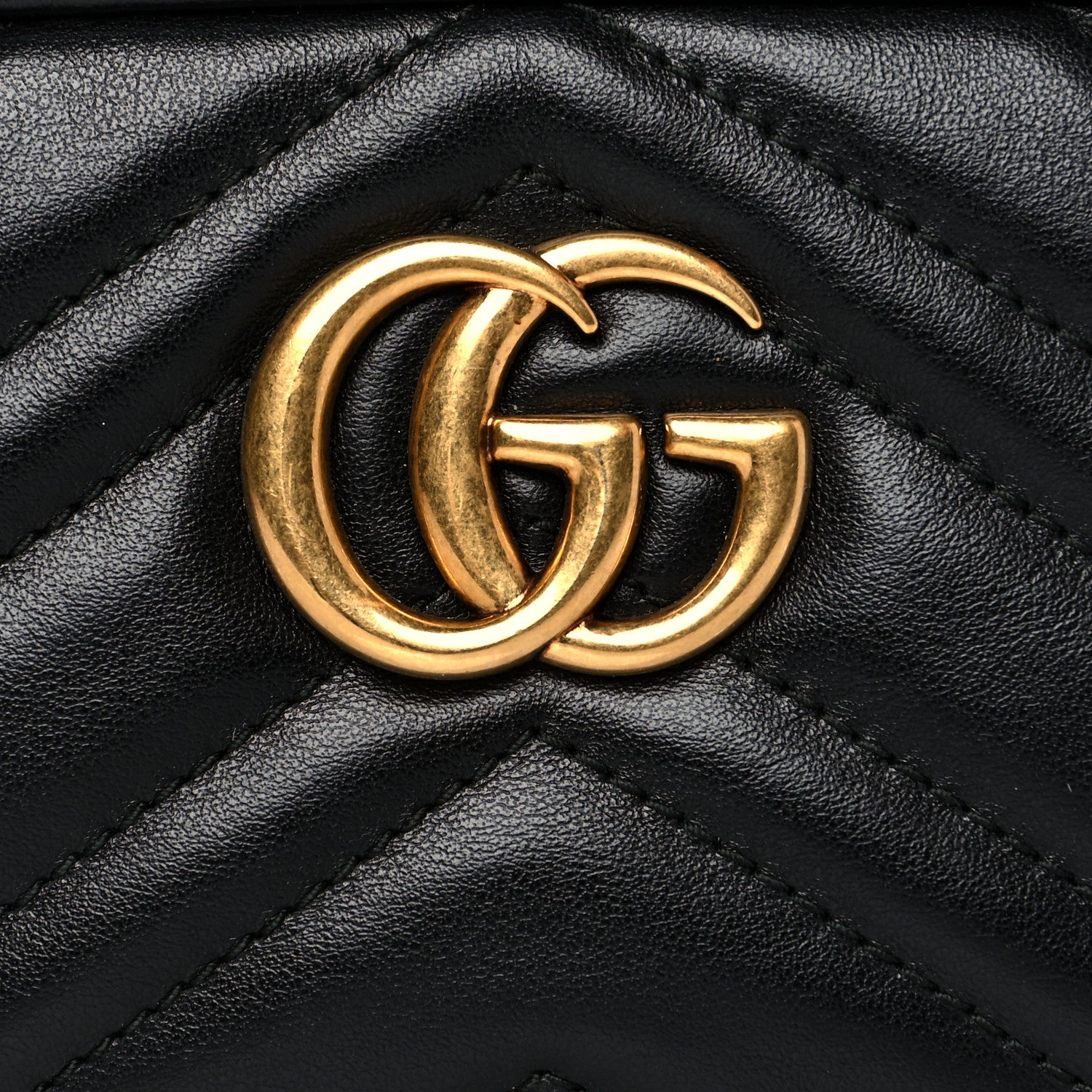 Gucci Calfskin Matelasse Mini GG Marmont Chain Crossbody Bag Black 10 of 13