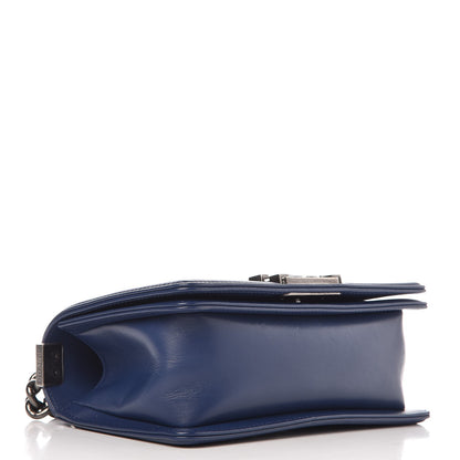 Chanel Calfskin Painted Chevron Embossed Small Boy Flap Dark Blue 4 of 8