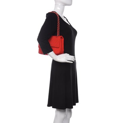 Chanel Jersey Chevron Quilted Medium Single Flap Red 2 of 10