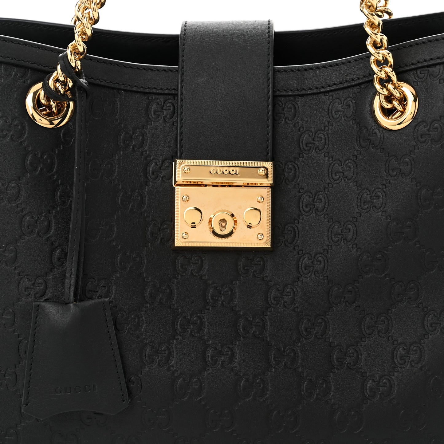 Guccissima Medium Padlock Tote Black