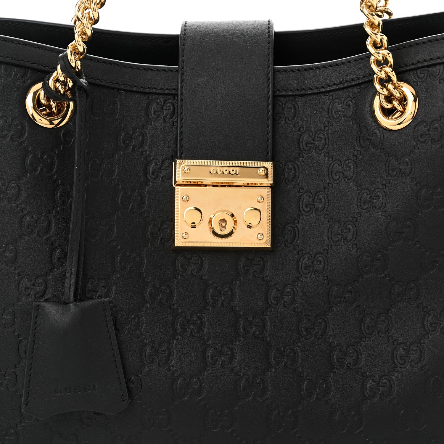 Gucci Guccissima Medium Padlock Tote Black 8 of 11