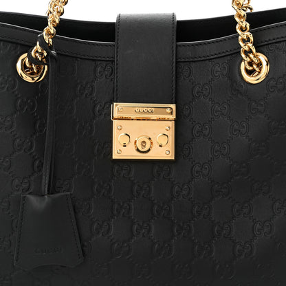 Gucci Guccissima Medium Padlock Tote Black 8 of 11